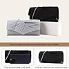 MeeQee Clutch Damen Glitzer Abendtasche mit Abnehmbarer Kette Silber Envelope Handtasche Modische Kettentasche Elegante Plissee Cross Body Umhängetasche für Hochzeit Party Bankett Feiertage #4