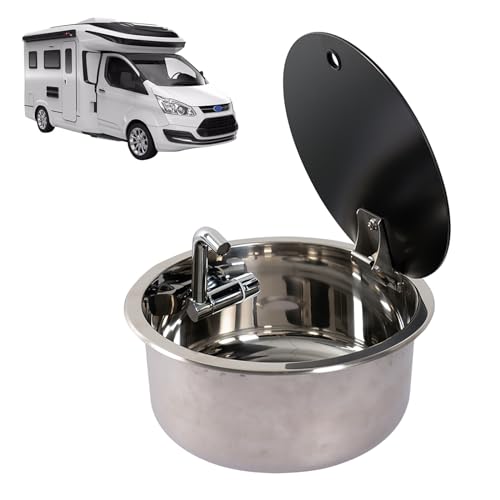 Évier acier inoxydable camping-car compact avec robinet pliable