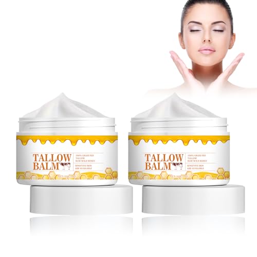 2 Piezas Crema Hidratante De Sebo De Res, Beef Tallow Cream Crema Hidratante Para Rostro Y Cuerpo Con Bálsamo De Miel Y Sebo, Bálsamo De Sebo De Vacuno Y Miel Para Una Piel Suave Y Lisa