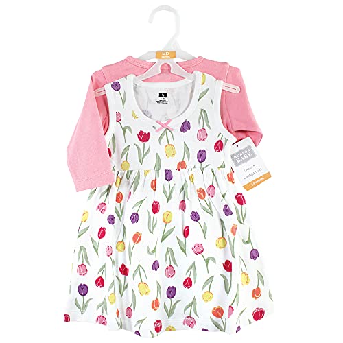 Image of Hudson Baby Girls' Cotton Dress and Cardigan Set