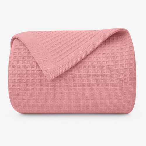 Image of Super Soft & Breathable 100% Microfiber Waffle Blanket - Throw Blanket and Quilt for Bed & Sofa 30x40 Size - Blush Pink