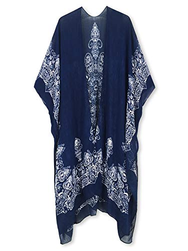 Moss Rose Women's Beach Cover up Swimsuit Kimono Cardigan with Bohemian Floral Print