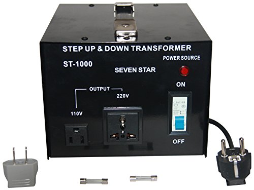 seven star st 1000 Step Up/Down transformer converts 220-240 volts down to 110-120 Volts or 110-120 volts up to 220-240 volts. 1000 WATTS
