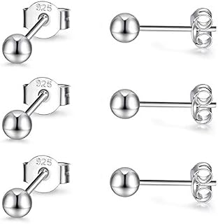 LYTOPTOP Silver Stud Earrings for Women, 3 Pairs 925 Sterling Silver Round Ball Studs Earrings Set Small Dot Cartilage Sleeper Earrings for Men Girls(2mm/3mm/4mm)