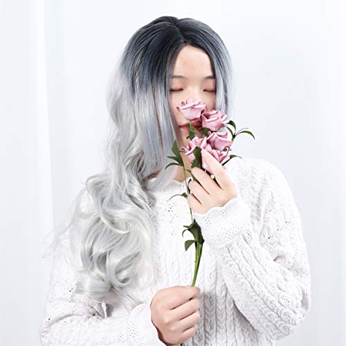 Lurrose Peruca de Cabelo Encaracolado Comprido Peruca Cosplay Onda Longa Com Capa Lolita Anime Peruc