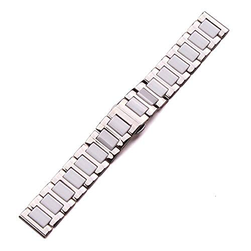 Bracelet de montre en acier et céramique bicolore pour homme et femme