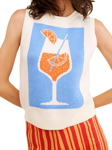 Pull sans manches haut de gamme en tricot d'automne pour femme à motif homard