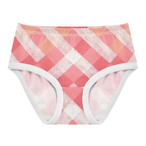 Cotton Toddler Girls Underwear Geometric Plaid Motifs Coral Red Girl Panties Cute Aesthetic Undies Kids Briefs 2t