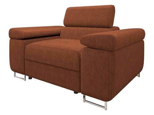 Mirjan24 Sofa Torezio Cord I mit Einstellbare Kopfstützen, Einzelsofa, Polstersofa, Füße aus Metall Chrom, Sofagarnitur, Wohnlandschaft, Couchgarnitur (Poso 39)