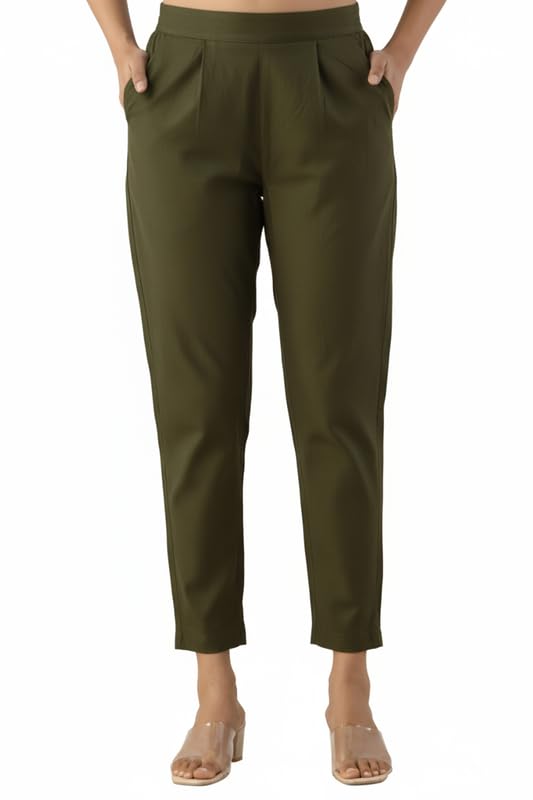 Regular Fit Cotton Woman Trousers Pants Kurti Pant Casual Daily F...