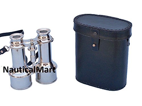 Binoculares Náuticos Cromados con Estuche de Cuero 6" miniatura 1