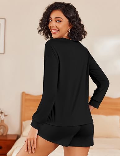 Ekouaer Womens Pajama Sets 2 Piece Lounge Set Casual Long Sleeve Loungewear Matching Sleepwear2