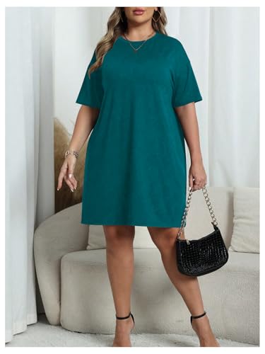 Image of SOLY HUX Women's Plus Size T Shirt Dress Half Sleeve Crewneck Loose Summer Dresses