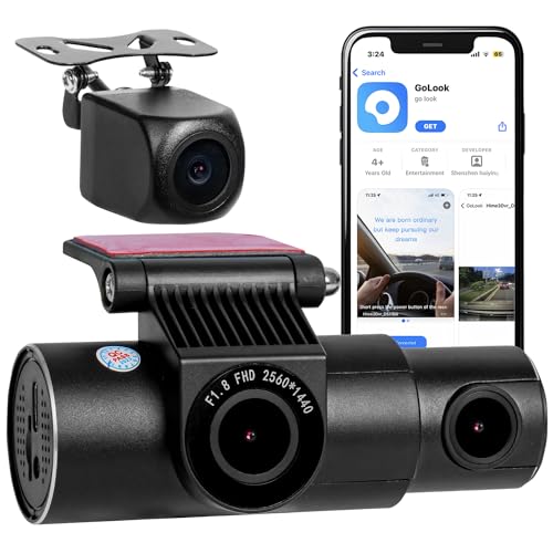Image of AllExtreme X13 2K 3 Channel Dash Cam 1440P Front 1080P Inside HD Loop Video Recording with 128 GB SD Card Night Vision (Black)
