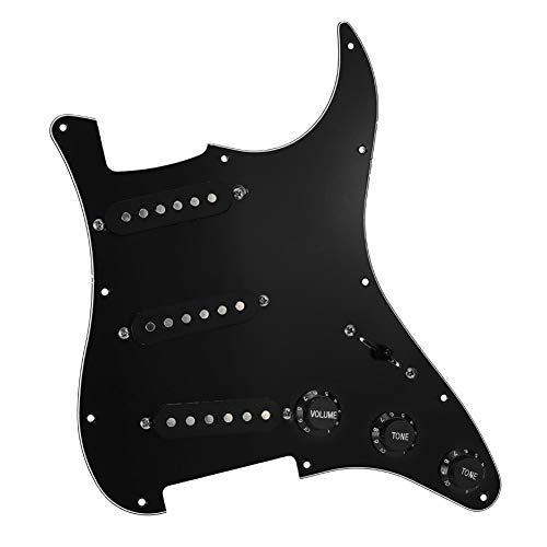 Pickguard précâblé 3 plis SSS pour guitare électrique Noir - Les Beatles, Paul McCartney, John Lennon, RIngo Starr, George Harrison Pickguard précâblé 3 plis SSS pour guitare électrique Noir