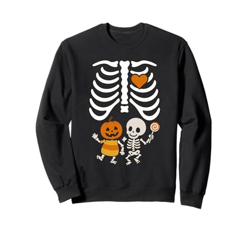 Disfraz Divertido de Halloween para Mujer Embarazada, Jaula de Costilla de Calabaza Sudadera