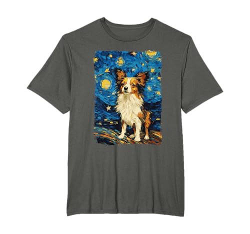 Papillon Dog Starry Night T-Shirt