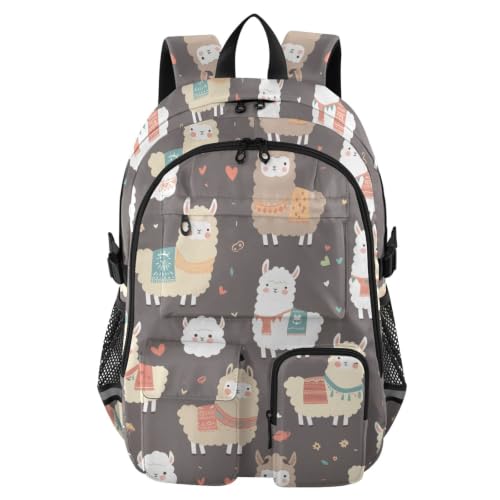 Mochilas de viaje para laptop antishock con estampado de alpaca y organizador escolar