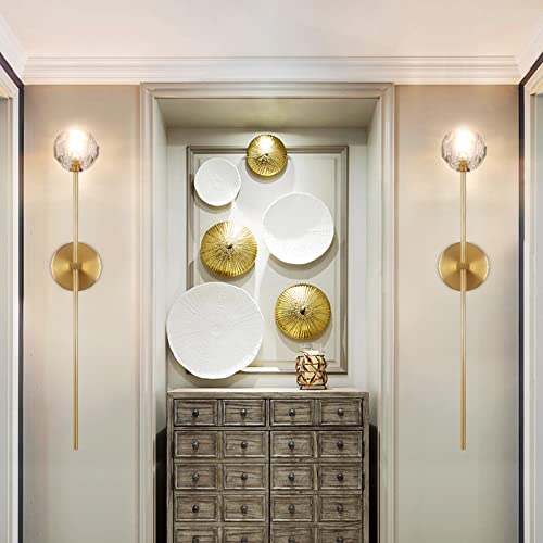 Gold Vintage Wall Sconce Set of 2 - Crystal & Brass Wall Sconce Fixtures for Bedroom, Bathroom, Living Room & Stairway (2 pcs) by GreeLustr - Image 2