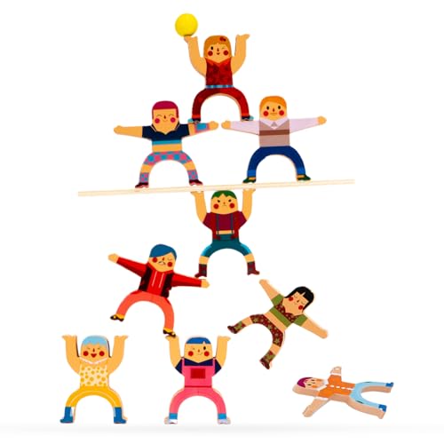 Image of TinkerBox Stack & Balance Human Tower | Wooden Interlocking Toy Set | Promotes Critical Thinking & Creativity | Early Learning Educational Game for Kids Children Boys Girls