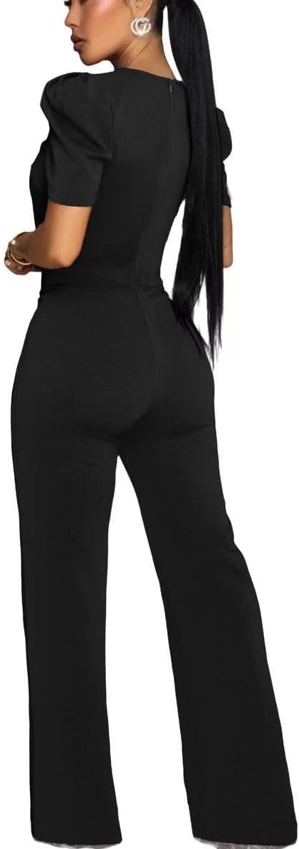 Sunlips elegant,sexy,high waisted,Women fashionable,wide leg pants,club business party button jumpsuit - Image 5