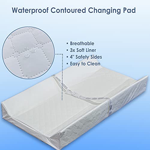 Truwelby Contoured Diaper Changing Pad With 3 Pack Ultra Soft Plush Liners, Baby Changing Pad Cover Waterproof Hypoallergenic Washable #TOP1