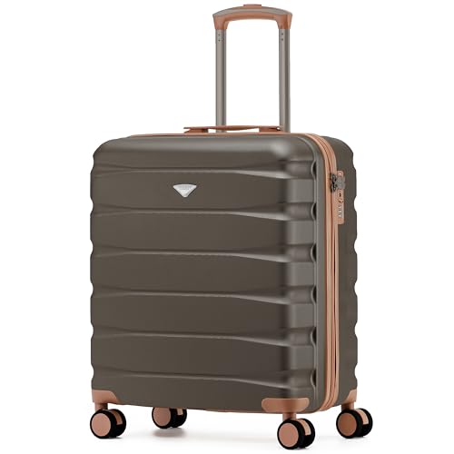 Flight Knight Lightweight Travel Suitcase 56x45x25cm | Hard Shell Carry On Luggage with Aluminum Telescopic Handle, 8 Wheel & TSA Lock | Approved for British Airways, Jet2 & EasyJet Overhead Bag