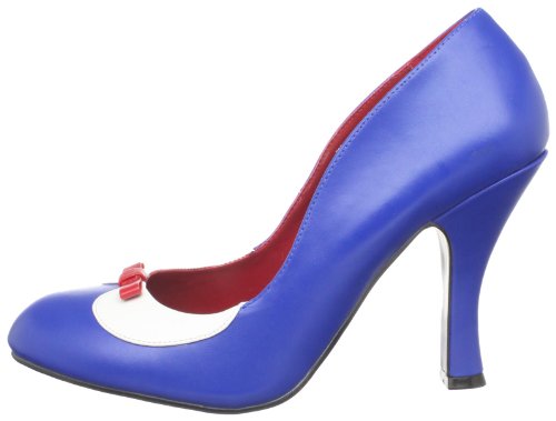 Pleaser Women\'s Smitten-05/NBW Spectator Pump,Navy-Blue White Pu,8 M US - Thumbnail 6