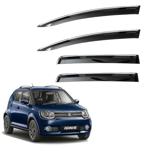 Image of CAR SAAZ Non-Breakable Smoke Door Visor for Ignis (2016-Present)| Sun, Rain Wind Deflector | Strip Side Door Rain Visor - Set of 4 Pcs