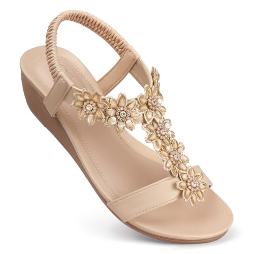 Image of SHIBEVER Wedge Sandals for Women Dressy: Summer Platform Comfortable Low Wedges Womens Sandal