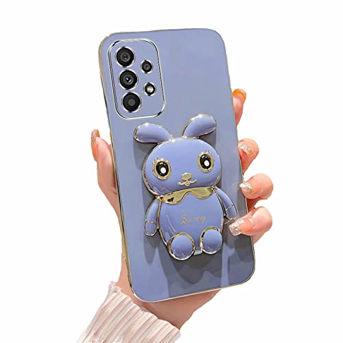 TTVV Miagon Lapin Support Coque pour Samsung Galaxy A72 4G/5G,Galvanisé Ultra Mince Étui Housse de Protection Anti-Rayures avec Bunny Béquille Stand Cover
