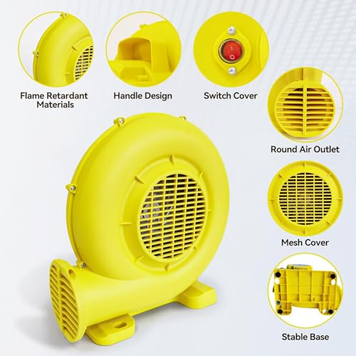 Image of Bounce House Blower, 480W 0.64HP Powerful Inflatable Air Blower Portable Air Blower for Inflatables, Bouncy Castle, Jumper, Water Slide, Leaf Blower Corded
