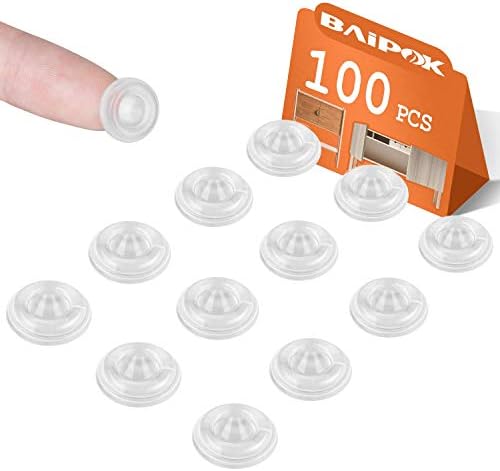 Cabinet Door Bumpers 100 PCS Rubber Bumpers, Sound Dampening Self Adhesive Bumper Pads, Circular Dots Double Buffer Clear Cabinet Bumpers, Cabinet Stoppers for Drawer, Picture Frames, Cutting Boards