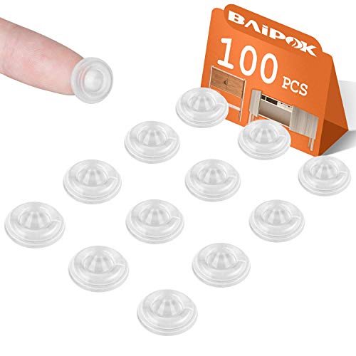 Lot de 100 coussinets en caoutchouc pour porte de placard - Amortissement sonore - Coussinets autocollants circulaires - Double tampon transparent - Pour tiroirs, cadres photos, planches à découper Cover