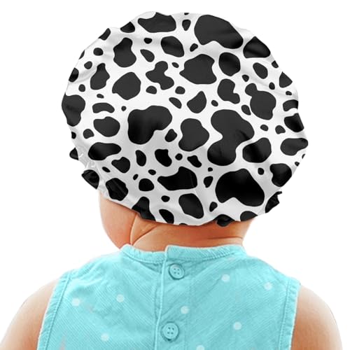 Image of Kids Sleeping Cap for Hair, Stretchy Night Cap for Girls All Weather Breathable Bonnet Sleep Cap Curls Natural Hair Cap Hair Beanie Hat, for Toddler Children Baby Cow Printed