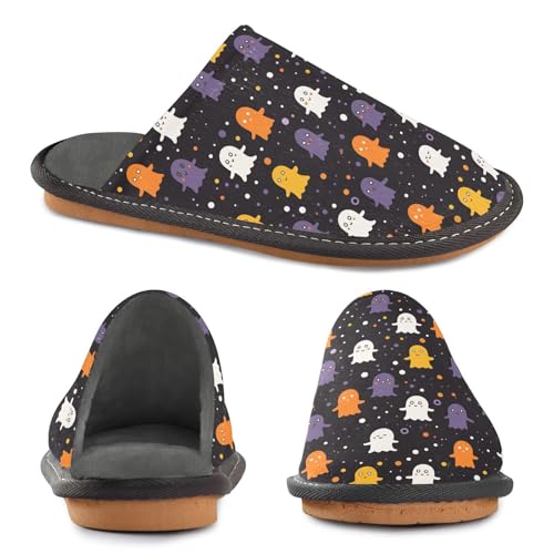 JUNZAN Cute Cartoon Ghosts Memory Foam Slippers for Women Men House Slippers for Bedroom Indoor3