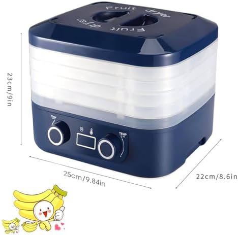 Digital Dehydrator with Adjustable Timer & Temperature Control - 5-Tray Food Dryer Machine for Fruits, Vegetables, Meats & Snacks - 360° Airflow (Blue)