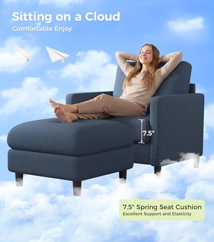 Image of Welzona Sofa Accent Chair with Ottoman, 33 inch Teddy Reading Chair and Ottoman