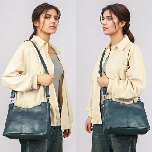 Image of Genuine Leather Women Handbags and Purses Designer Medium Tote Bag Fashion Shoulder Crossbody Satchel Hobo Bag