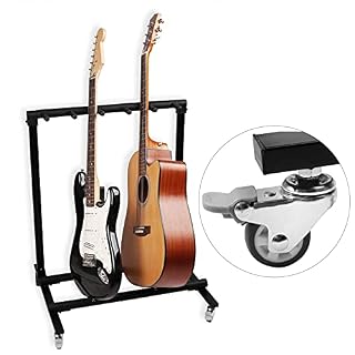 Mr.Power Support de 5 guitares à roulettes pour 5 instruments - Les Beatles, Paul McCartney, John Lennon, RIngo Starr, George Harrison