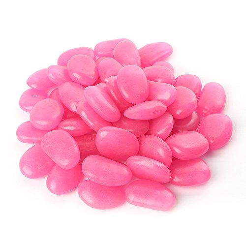 Image of Shiny Stone Glow in the Dark Pebbles, Rose, Big Size 3-4cm, 400g /14.1oz | Decorative Glow Stones, Fish Tank Aquarium Gravel, DIY Garden Gifts Decoration
