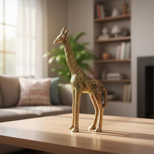 Image of Brass Giraffe Statue | Vastu Shastra & Feng Shui Remedies | Home Decor | Showpiece | Decorative | Giraffe Showpieces for Home Decor