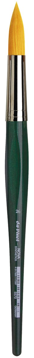 da Vinci Watercolor Series 5570 CosmoTop Nova Paint Brush, Round Synthetic with Short Green Handle, Size 26