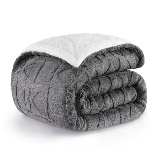 Manta Polar 130x160 cm, 520GSM Manta Sofa, Unica Patrón en damero Manta Sofa, Suave y Acogedora Mullida Cobijas de Invierno, Manta para la Cama, Mantas para Sofa, Gris