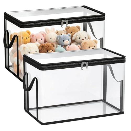 de almacenamiento de juguetes de peluche, organizador de animales con niveles, 14,96 x 9,45 x 12,6 pulgadas, contenedor plegable de 2 piezas con gran capacidad, marco de almacenamiento
