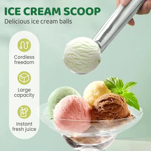 Ice Cream Scoop, Nonstick Ice Cream Scooper Aluminum Baller Scoops for Hard Ice Cream and Desserts, Handheld Metal Scooper for Gelato, Sorbet, Cookie Dough (Black)
