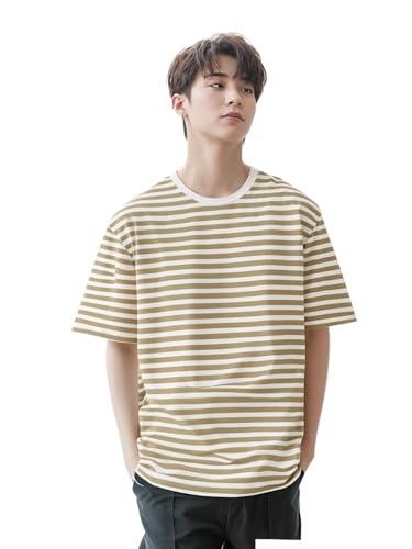 Image of Mack Jonney Oversized | Loose Fit | Half Sleeves 100% Cotton Round Neck Striped T-Shirt for Men-MACK640558