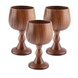 Calice in legno da 3 pezzi, boccale da birra in legno retrò, tazza da vino, tazza da bere, tazza d