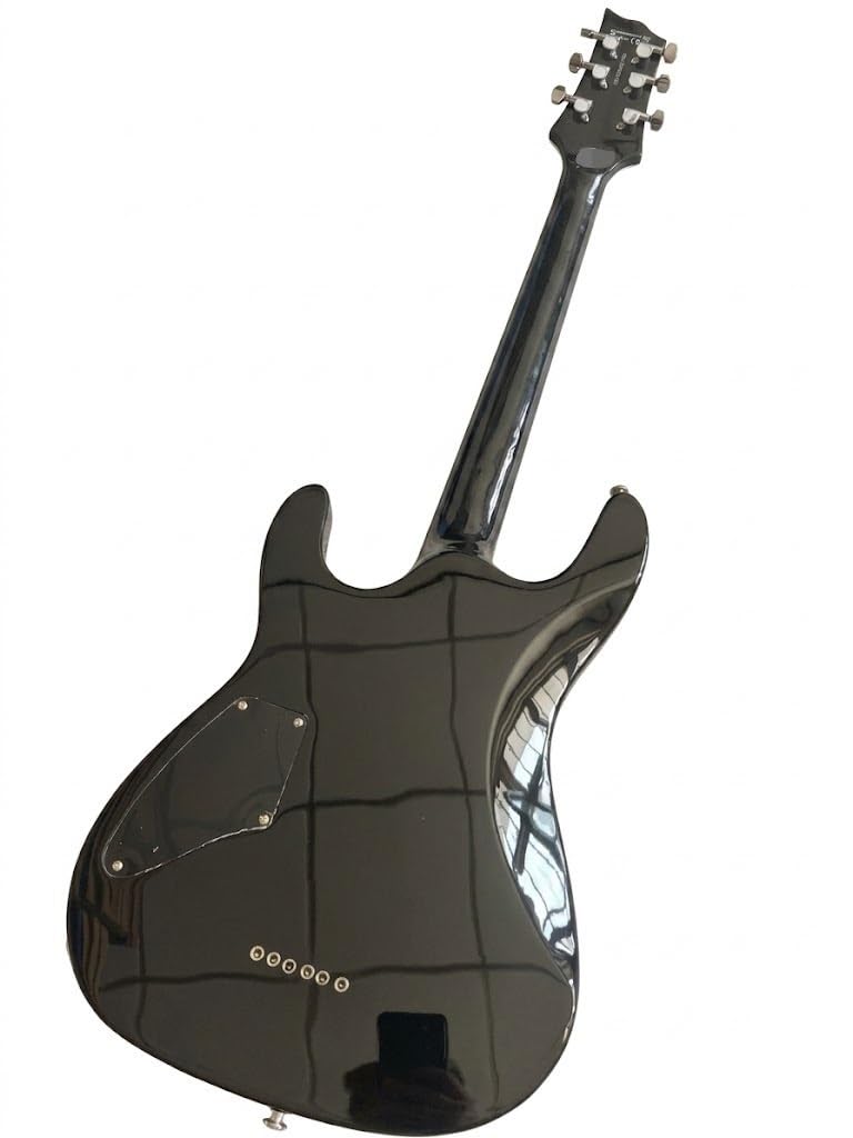 Chitarra elettrica Solid Body, moderna nera con rilegatura bianca e doppio humbucker, 6 corde full size for heavy metal (Guitarra Eléctrica)