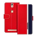 UOGNADGD Lederhülle Kompatibel mit Elephone P8000 Klappbares Portemonnaie-Hülle mit Magnetverschluss Ständer & Kartenfächern stoßfestem Schutz (Rot)